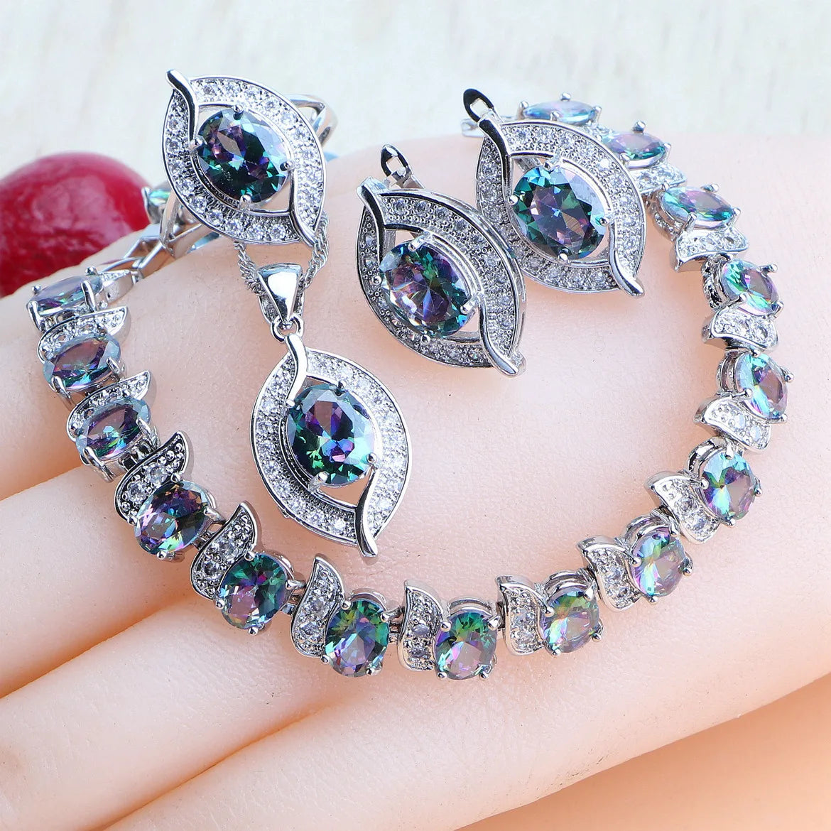 Purple Zircon 925 Sterling Silver Jewelry Set