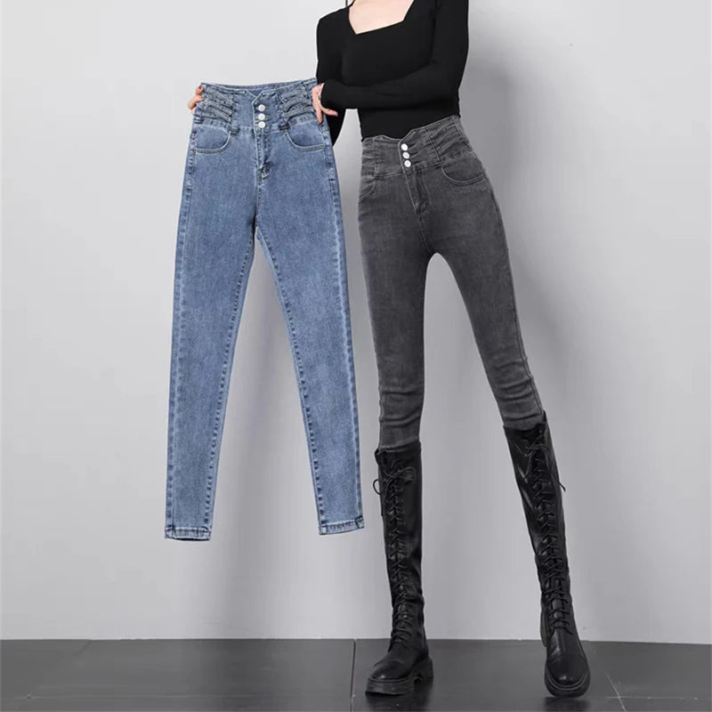 Korean Design High Waist Pencil Jeans