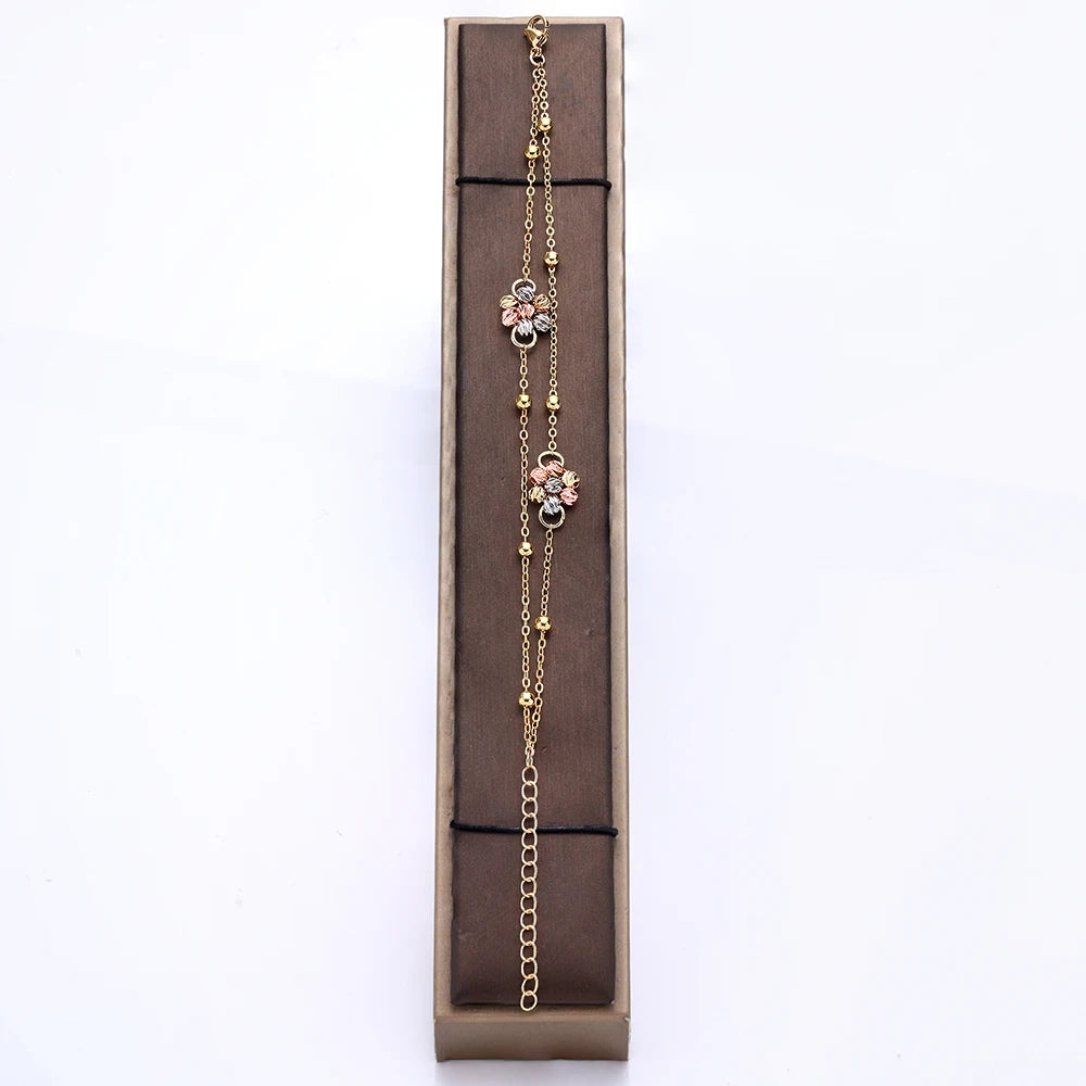 Fashionable 4-Piece Hand-Woven Gold and Multi-Color Copper Bead Set