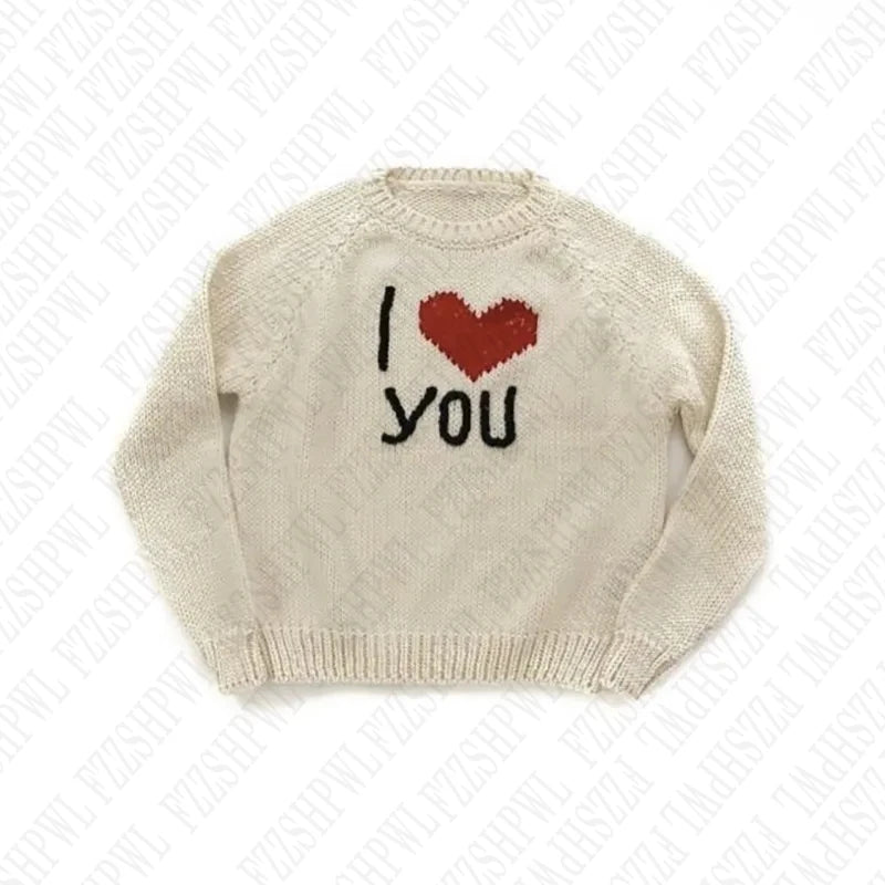 Grunge Goth Men Y2K Acrylic Knitted Sweater