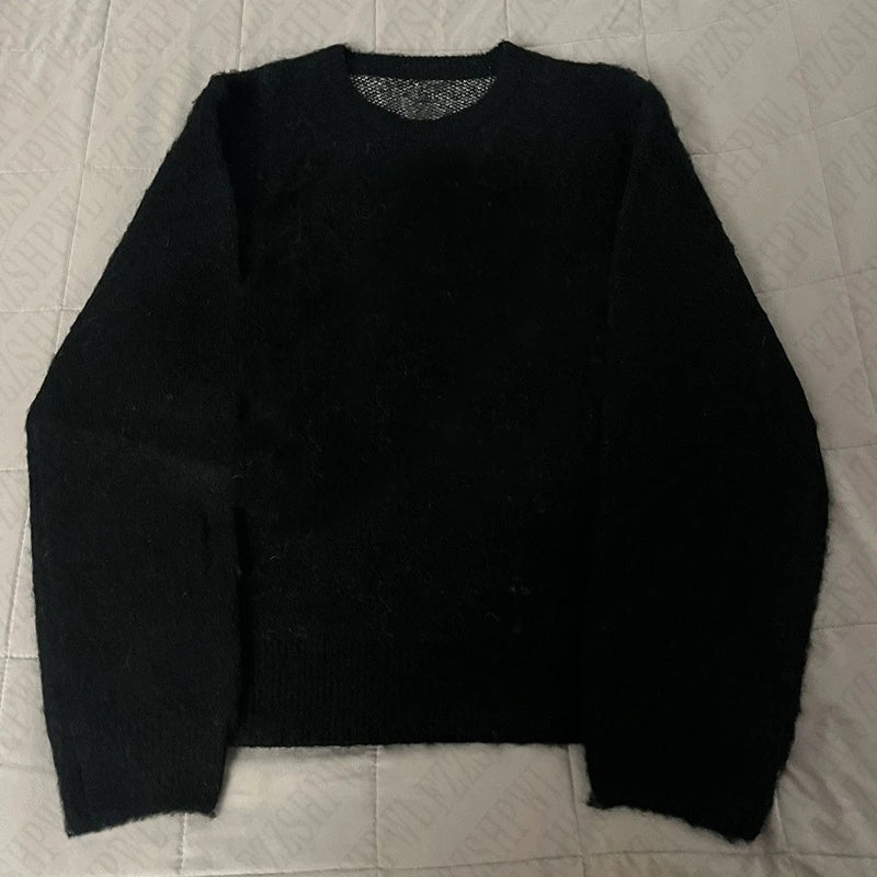 Grunge Goth Men Y2K Acrylic Knitted Sweater