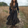 2025 Spring Long Sleeved Pleated Bohemian Dress