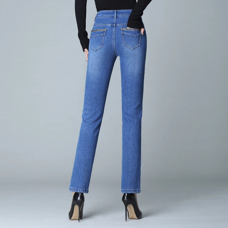 Winter Fleece Thicken Velvet Slim Pencil Jeans