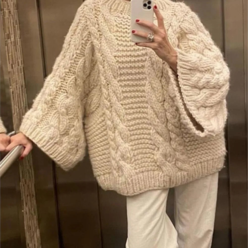 Women's Thick Line Big Twist Knitted Sweater