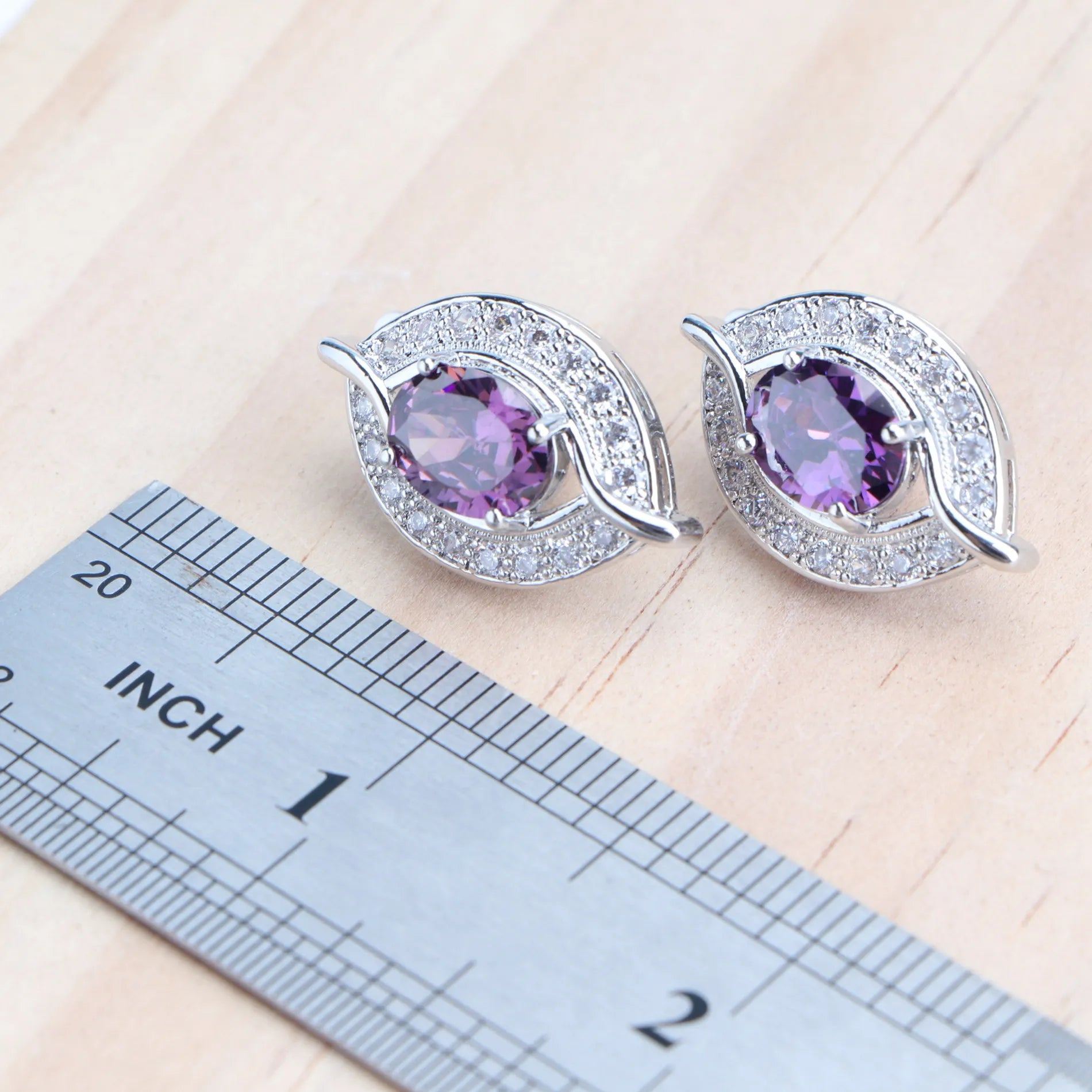 Purple Zircon 925 Sterling Silver Jewelry Set