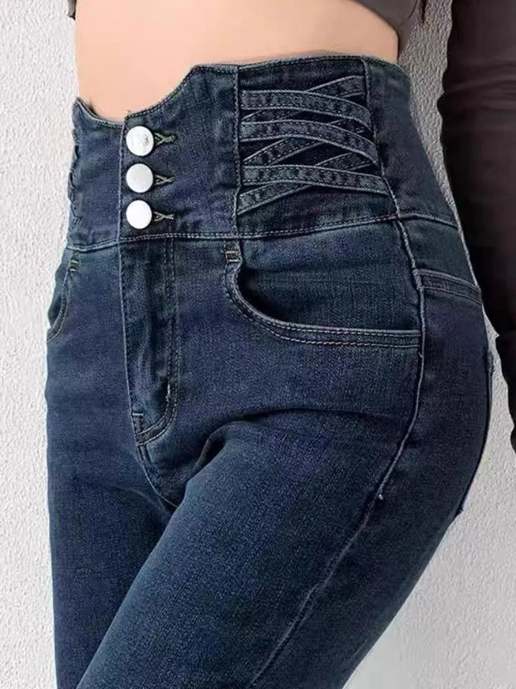 Korean Design High Waist Pencil Jeans